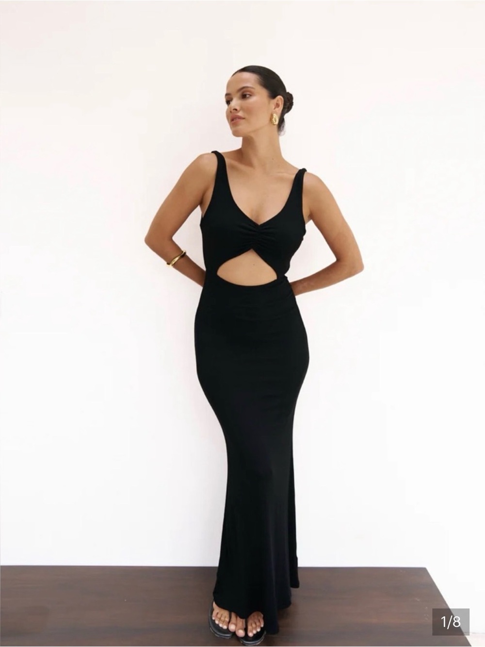 Riot Swim Black Twist Front Cutout Maxi Dress